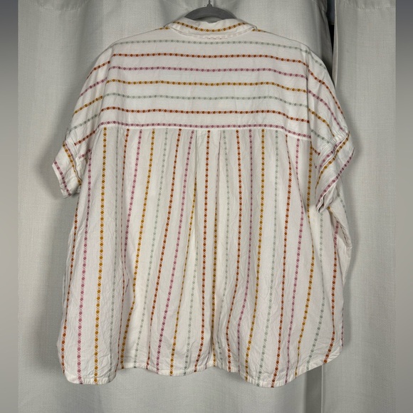 Madewell Daily Cotton Shirt in White Jacquard Rainbow Stripe XL - Picture 5 of 8